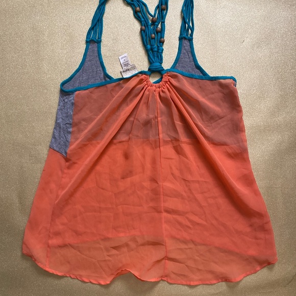 Vintage Y2K See-Through Flowy Peach Top - Picture 3 of 6